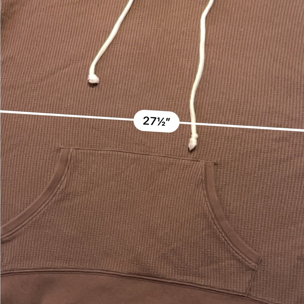 Aerie Brown Thermal Knit Hoodie Sweatshirt M - Picture 4 of 7